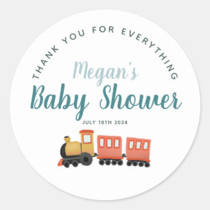 Pegatina Redonda Niños Tren lindo Gracias Baby Shower Favor