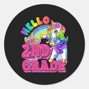 Pegatina Redonda Niños Unicornios de 2º Grado