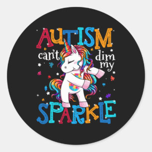 Pegatina Redonda Niños Unicornios Para Sensibilizar Al Autismo Chic