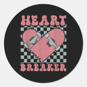 Pegatina Redonda Niños Valentines Heartbreaker Skateboard Skatatin