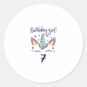 Pegatina Redonda Niños ya tengo 7 años camiseta de cumpleaños de un