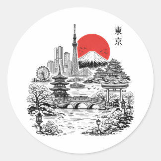 Pegatina Redonda Nippon Sakura Tokyo Sakura 