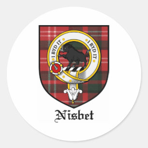 Pegatina Redonda Nisbet Clan Escudo Badge Tartán