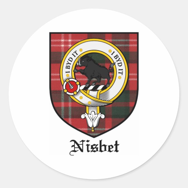 Pegatina Redonda Nisbet Clan Escudo Badge Tartán (Anverso)