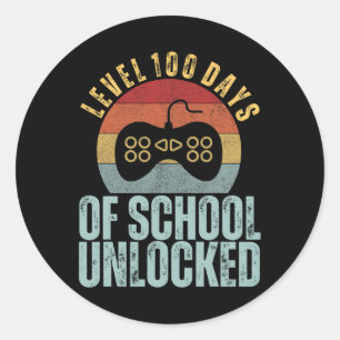 Pegatina Redonda Nivel 100 Días De Escuela Desbloqueados 100 Días D