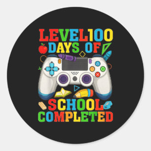 Pegatina Redonda Nivel 100 Días De Escuela Desbloqueados Chicos 100