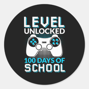 Pegatina Redonda Nivel 100 Días De Escuela Desbloqueados Jugador Ne