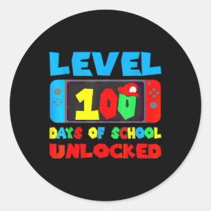 Pegatina Redonda Nivel 100 Días De Escuela Desbloqueados Video Juga