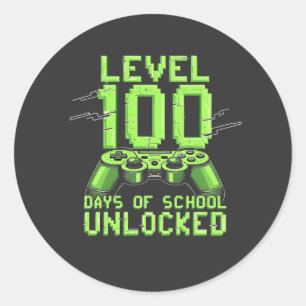 Pegatina Redonda Nivel 100 días de escuela sin bloqueo de la escuel