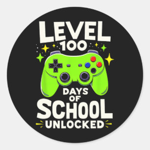 Pegatina Redonda Nivel 100 Días De Logro Escolar Tee 1