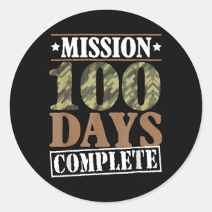Pegatina Redonda Nivel 100 Días De Misión Escolar Completar Juegos
