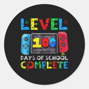 Pegatina Redonda Nivel 100 Días Escolares Completos Feliz 100º Día