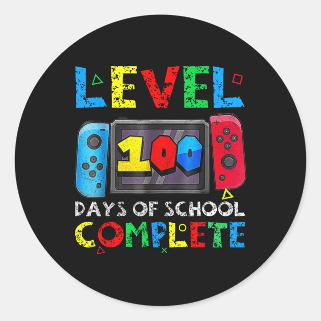 Pegatina Redonda Nivel 100 Días Escolares Completos Feliz 100º Día (Anverso)