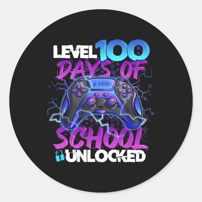 Pegatina Redonda Nivel 100 Días Escolares Desbloqueados Jugador Chi (Anverso)