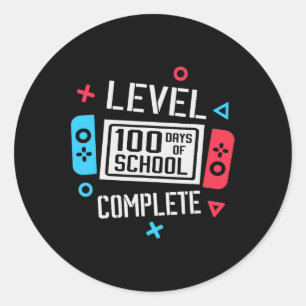 Pegatina Redonda Nivel 100 Días Escolares Videos Completos Smar Jue