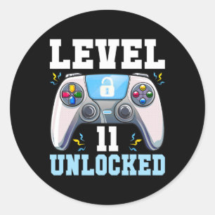 Pegatina Redonda Nivel 11 Videojuego desbloqueado 11º Jugador de Cu