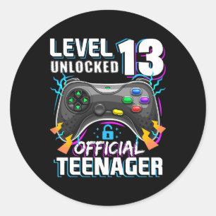 Pegatina Redonda Nivel 13 Desbloqueado Videojuego Oficial Adolescen