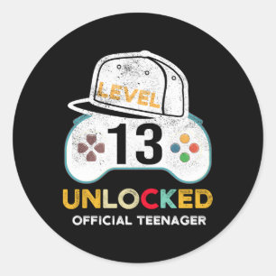 Pegatina Redonda Nivel 13 Funcionario Desbloqueado Nager 13Th Gamer