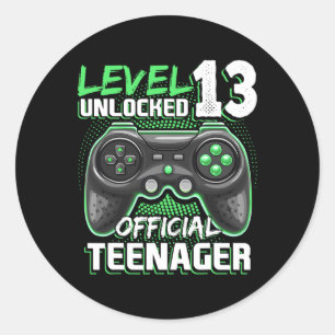 Pegatina Redonda Nivel 13 Juego de video oficial de adolescentes si