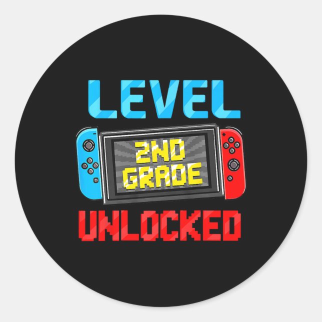 Pegatina Redonda Nivel 2º Grado Desbloqueado De Nuevo Al Primer Día (Anverso)