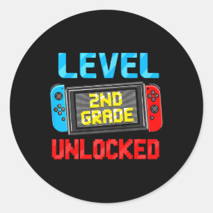 Pegatina Redonda Nivel 2º Grado Desbloqueado De Nuevo Al Primer Día
