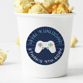 Pegatina Redonda Nivel arriba | Jugador Tema Cumpleaños Personaliza