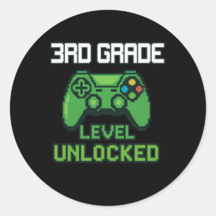 Pegatina Redonda Nivel de 3er grado desbloqueado Gamer Ck para ir a