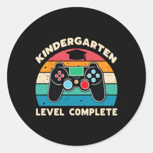 Pegatina Redonda Nivel de jardín de infancia Gamer Boy Kinder Gradu