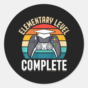 Pegatina Redonda Nivel Elemental Completa Gamer Cl De Graduado 2024