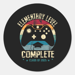 Pegatina Redonda Nivel Elemental Completa Gamer Cl De Graduado 2025