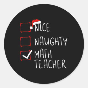 Pegatina Redonda Niza Naughty Math Teachers Navidades List Xmas San