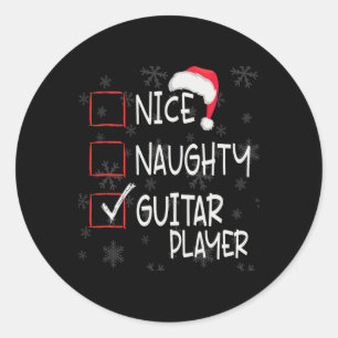 Pegatina Redonda Niza Navidades de la lista de jugadores de guitarr