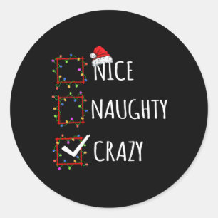 Pegatina Redonda Niza Navidades locos lista Santa Claus Funn