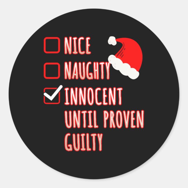 Pegatina Redonda Niza traviesa inocente hasta cristiana culpable de (Anverso)