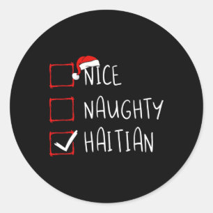 Pegatina Redonda Niza traviesa Navidades haitianos raíz del patrimo