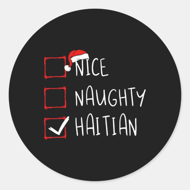Pegatina Redonda Niza traviesa Navidades haitianos raíz del patrimo (Anverso)