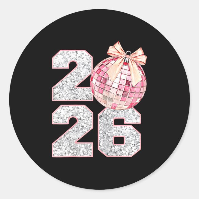 Pegatina Redonda Nk Coquette 2026 New Year Shirt _ Aesthetic Holida (Anverso)