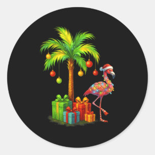 Pegatina Redonda Nk Flamenco Árbol de Palma de Navidad Trocal Xmas