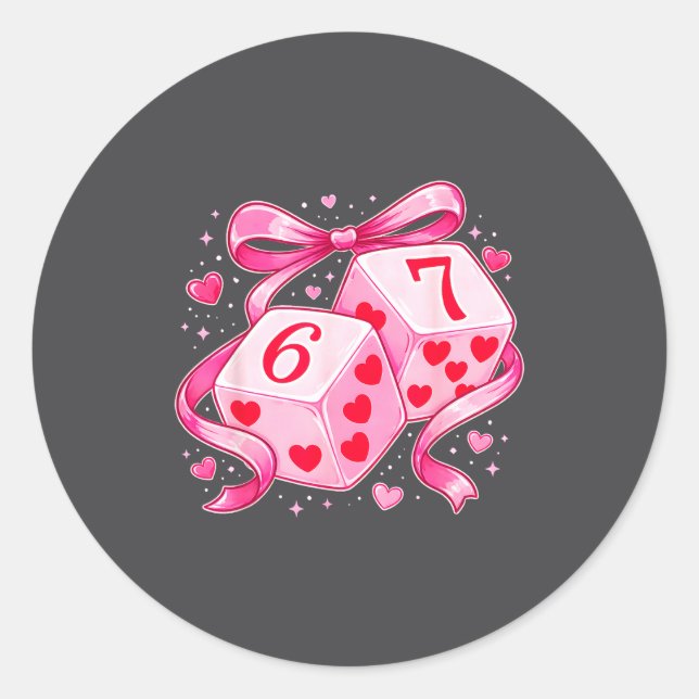Pegatina Redonda Nk Love Dice 6 7 Hearts Valentine Cute Romantic Ar (Anverso)