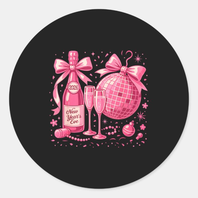 Pegatina Redonda Nk New Year's Eve 2026 Disco Champagne Party  (Anverso)