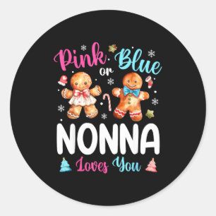 Pegatina Redonda Nk O Azul Nonna Te Ama Revelación De Género Navida