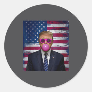 Pegatina Redonda Nk Sungles Trump Chicle 2024 Bandera De Estados Un