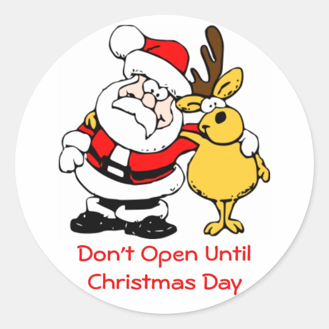 Pegatina Redonda No abran Navidades de petróleo que se burlan de Sa (Anverso)