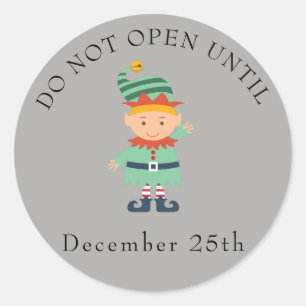 Pegatina Redonda No abrir elfo