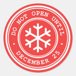 Pegatina Redonda No abrir hasta que los Navidades rojos le den la e