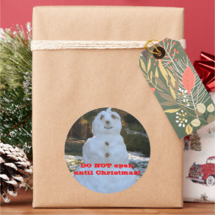 Pegatina Redonda No abrir hasta que los Navidades Snowman Seashell