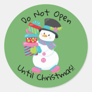 Pegatina Redonda No abrir hasta que Navidades