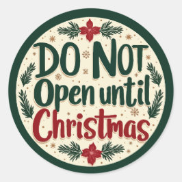 Pegatina Redonda No abrir hasta que Navidades