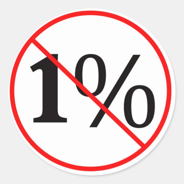 Pegatina Redonda NO al 1%. Abajo la oligarquía estadounidense (Anverso)