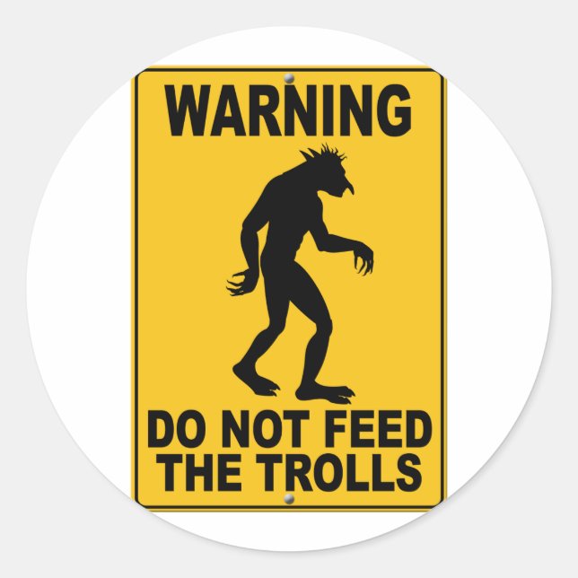 Pegatina Redonda No alimentar a los trolls (Anverso)